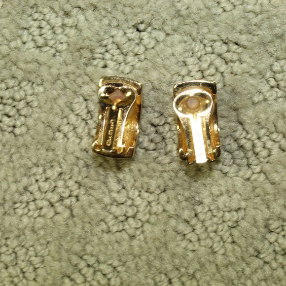 Vintage Christian Dior Gold Tone Clip On Half Hoop Earrings - Picture 2 of 5